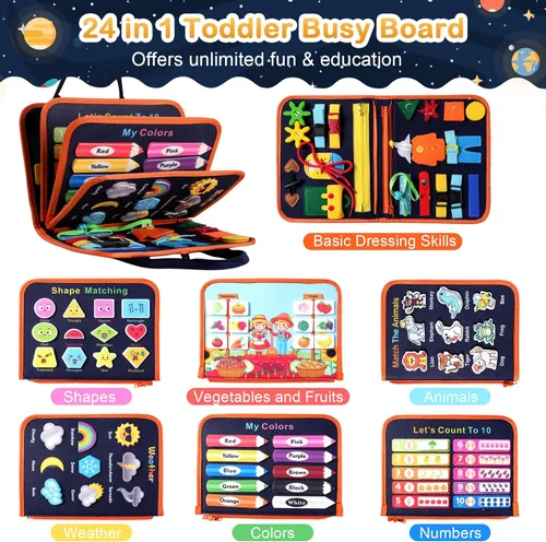 Miniatura 2 de Tabla Ocupada de Juego Montessori para Niños Pequeños: Juguetes Montessori para Niños Pequeños de 1 a 3 Años Libro de Actividades Educativas Tabla