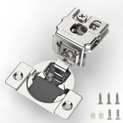 Miniatura 12 de Furniware 10 Piezas Bisagras de Gabinete de Cierre Suave Superpuestas de 1 Pulgada para Gabinete de Marco Frontal, Acero Inoxidable, Ángulo