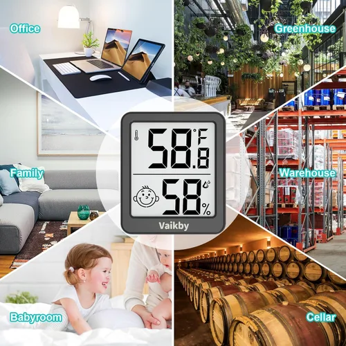Miniatura 8 de Higrómetro de humedad para interiores, paquete de 3, termómetro de habitación para monitor preciso de temperatura ambiente, higrómetro digital