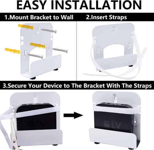 Miniatura 4 de Gmailmall - Soporte de pared ajustable para módem para la mayoría de reproductores multimedia estrechos, compatible con Roku, router, Fire TV, M4