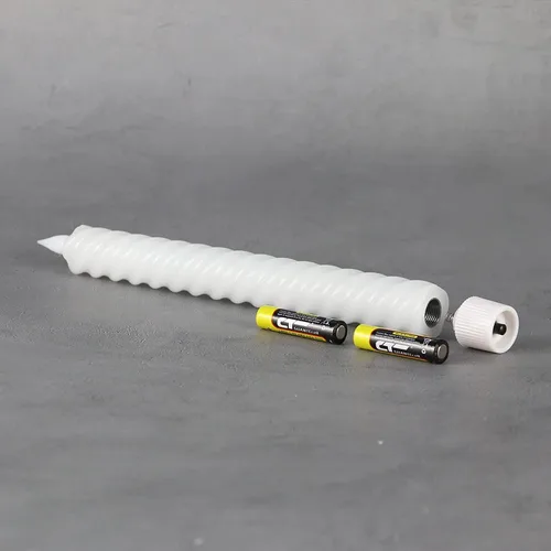 Miniatura 7 de Rhytsing Velas cónicas sin llama blancas de 10 pulgadas con temporizador, velas cónicas en espiral que funcionan con baterías, luz blanca cálida
