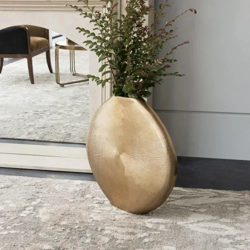 Miniatura 5 de Uttermost Gretchen - Jarrón moderno dorado acanalado de 23 pulgadas de alto