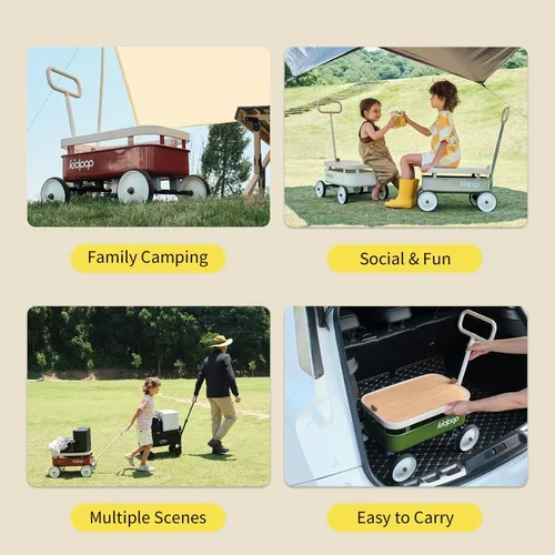 Miniatura 5 de kidpop PULA-Wild Vagón de Arrastre 3 en 1 para Niños, Andador de Empuje para Niños Pequeños de 2.5-8 años, Cubierta de Madera Extraíble y Manillar