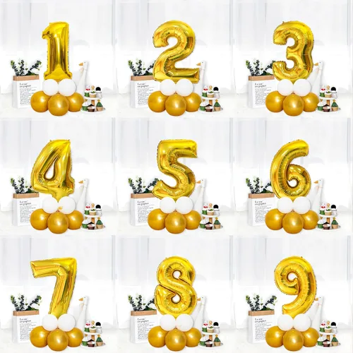 Miniatura 6 de Globos dorados de 40 pulgadas, globos de aluminio de Mylar con helio para cumpleaños, globo de número 9 para decoraciones de cumpleaños de 9 años