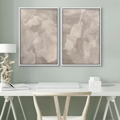 Miniatura 4 de SIGNWIN Lienzo enmarcado para pared, ilustraciones abstractas texturizadas en tonos beige terrosos, arte moderno, decorativo, contemporáneo