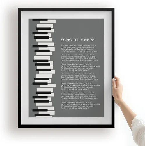 Miniatura 16 de Piano Keys Custom Songs Lyric Wall Art Print, Personalized Music Poster For Gallery Wall (Blue 11x14" Unframed Print)