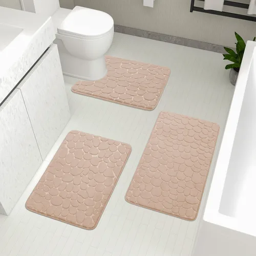 Miniatura 11 de YIHOUSE Juego de 2 tapetes de baño de espuma viscoelástica, antideslizantes, absorbentes de agua, lavables, para fregadero, inodoro y suelo Negro