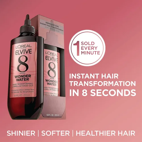 Miniatura 2 de L'Oreal Paris Elvive 8 Second Wonder Water Lamelar, enjuaga tratamiento hidratante para cabello sedoso y brillante, 6.8 onzas líquidas
