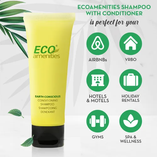 Miniatura 2 de 2 en 1 champú y acondicionador ECO Amenities, tubo transparente con tapa, envuelto individualmente de 1.1 onzas, 72 tubos por caja
