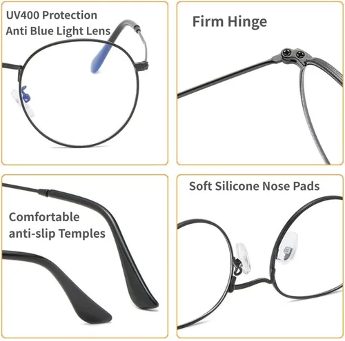 Miniatura 4 de Lentes de bloqueo de luz azul, para videojuegos, computadora, teléfono, pantalla, lentes para mujeres y hombres, ligeros, delgados, redondos, marco