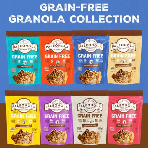 Miniatura 6 de Paleonola Granola sin granos de canela y arándanos, bolsa resellable de 10 onzas (paquete de 6) – Granola paleo sin grano mezclada con coco seco
