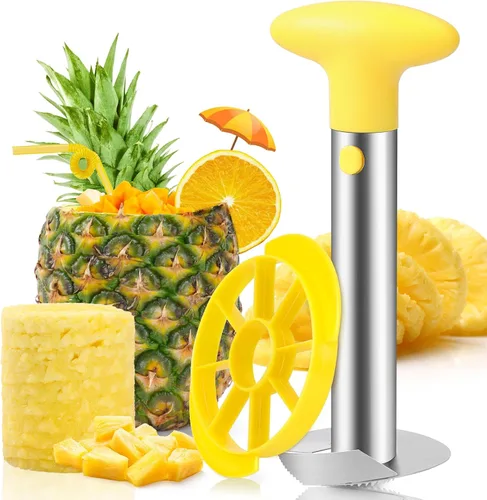 CUNSENR Herramienta Premium para Descorazonar y Rebanar Piña - Cortador de Piña con Puntas Dentadas Afiladas - Fácil de Usar y Limpiar - Removedor