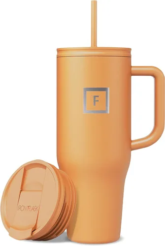Miniatura 36 de IRON °FLASK Co-Pilot - Vaso aislante de 40 onzas con pajita y tapas abatibles - Botella con portavasos para bebidas frías o calientes - A prueba