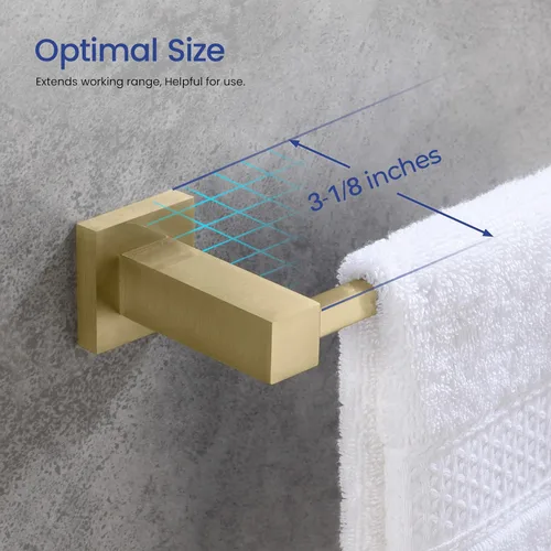 Miniatura 7 de KIBI Cube - Juego de accesorios de baño de 5 piezas, kit de accesorios de baño para montar en la pared, latón premium, incluye toallero, anillo