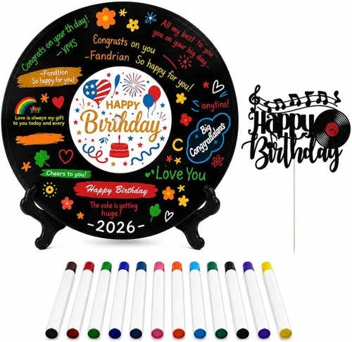 Miniatura 9 de Sweet 16th Birthday - Juego de libros de invitados de discos de vinilo para cumpleaños – Dulces dieciséis decoraciones y regalos para niñas