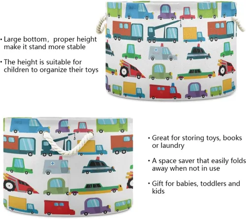 Miniatura 3 de senya Cesta de almacenamiento grande plegable bolsa de ropa redonda plegable de tela para ropa sucia cesta de lavado plegable para niños coches