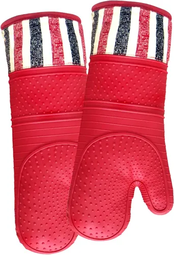 Miniatura 10 de Guantes de horno resistentes al calor de 550 grados, guantes de silicona para horno, 1 par, guantes de horno profesionales extra largos, aptos