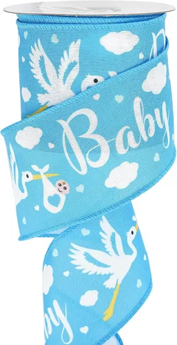 Miniatura 8 de MEEDEE Cinta de arpillera con alambre para bebé niño de 2.5 pulgadas para baby shower, pastel de pañales, regalos de bienvenida a casa, caja