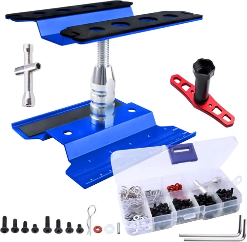 Estación de trabajo de reparación de soporte de trabajo de automóvil a control remoto de aleación de aluminio con kit de tornillos y llave de rueda