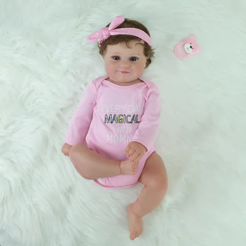 Miniatura 5 de Muñecas Reborn Baby Girl, muñecas realistas de 18 pulgadas con cuerpo completo de silicona de vinilo suave para niñas, muñecas realistas con diadema
