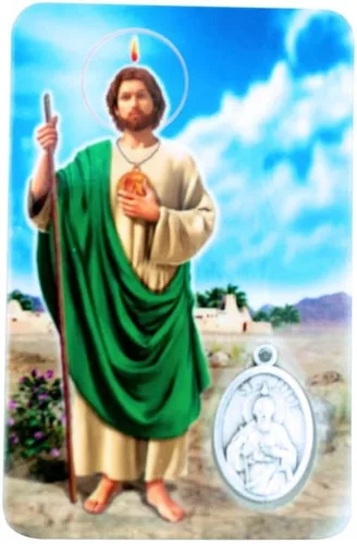 Miniatura 2 de VILLAGE GIFT IMPORTERS Tarjeta de oración de Santa Figura con Medalla Oración y medalla de Santa 8 figuras (St. Jude)