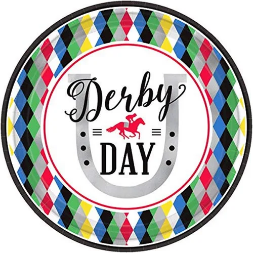 Derby Day - Platos redondos (paquete de 8) - Platos de papel multicolor vibrantes, perfectos para reuniones temáticas y celebraciones (paquete de 8)