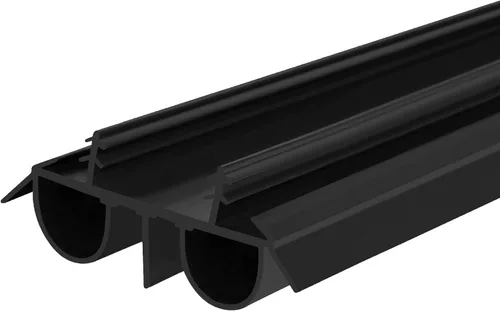 Burlete de sellado de doble bombilla deslizante con ranura de 36 pulgadas para la parte inferior de la puerta – Sello duradero para eficiencia Negro