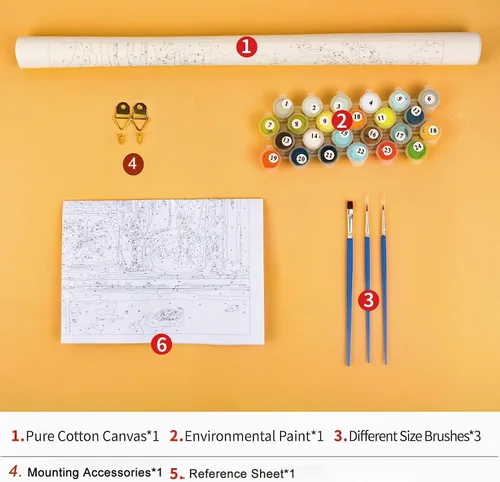 Miniatura 5 de FILASLFT Kit de Pintura por Números para Adultos, Pintura por Números de Sendero Forestal para Adultos Principiantes, Pintura de Hoja de Arce por