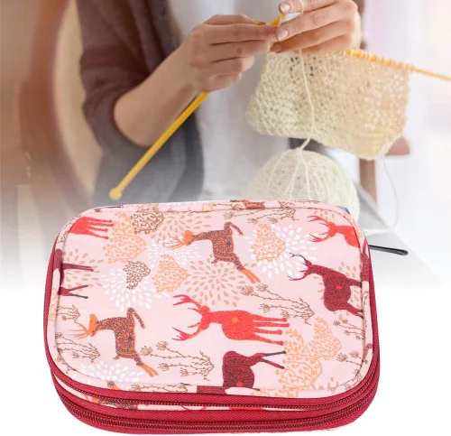 Miniatura 2 de Estuche para agujas de tejer, bolsa de tejer con cremallera, caja organizadora de accesorios de herramienta de costura portátil para llevar