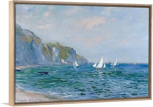 Miniatura 8 de CANVAS ON DEMAND Lienzo decorativo para pared, diseño de acantilados y veleros en Pourville por Claude Monet, impresionismo, costero, tradicional