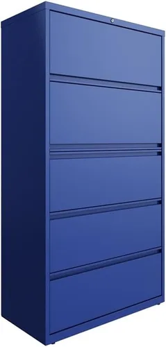 UrbanPro Archivador lateral de metal de 36" con 5 cajones en azul clásico Blue