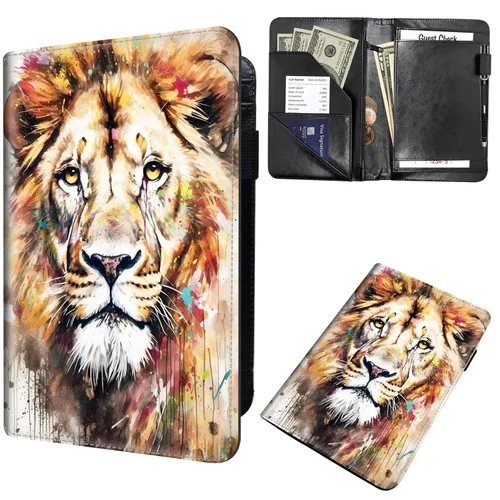 Miniatura 19 de Libros de mesero para camarera, cartera de cuero para camarero con cremallera, soporte para recibos, para camarero, camarero, accesorios