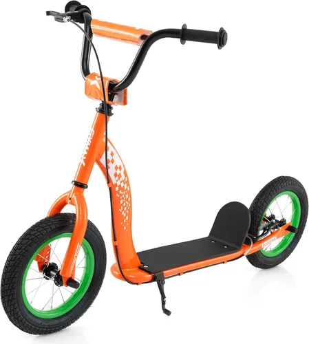 Miniatura 10 de GYMAX Patinete, Patinete de Empuje para Adultos, Adolescentes, Niños con Manubrio Ajustable, Ruedas Inflables de 12 Pulgadas, Freno de Pinza Rosa