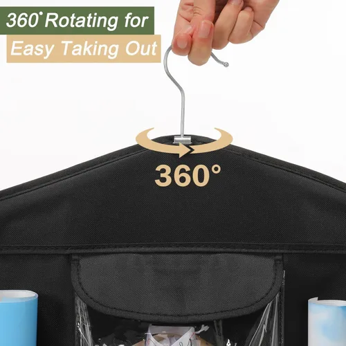 Miniatura 4 de EXLIFBAG Organizador de almacenamiento de papel de regalo, organizador de envoltorios de regalo con soporte de doble cara para colgar Negro