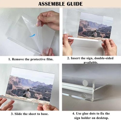 Miniatura 6 de Soporte acrílico para letreros de 5 x 7 pulgadas, paquete de 6, soporte transparente para letreros de mesa, horizontal