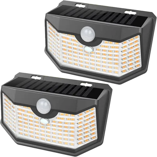 Miniatura 18 de HMCITY 120 luces LED solares para exteriores con sensor de movimiento y 3 modos de iluminación, IP65 impermeables, luces solares de pared anchas