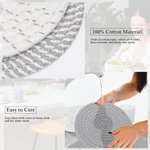Miniatura 3 de Billbotk Salvamanteles de 7 pulgadas para platos, ollas y sartenes, 4 almohadillas calientes resistentes al calor, soportes para ollas para cocina