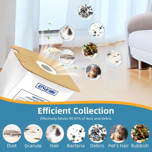 Miniatura 4 de Paquete de 20 bolsas de vacío estilo MM para aspiradoras Eureka Mighty Mite serie 3670 y 3680, sustituye a las bolsas de vacío 60295, 60295A, 60297A
