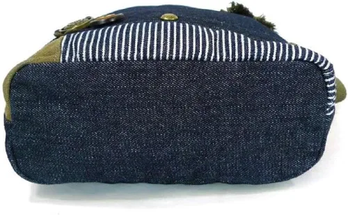 Miniatura 4 de Chala Parche cruzado para mujer, bolso de mensajero de lona de mezclilla azul