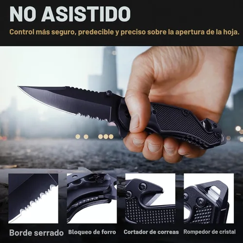 Miniatura 4 de GOOD WORKER Navaja de bolsillo legal con hoja dentada de 2.95 pulgadas, rompedor de vidrio, cortador de cinturón de seguridad, cuchillos plegables