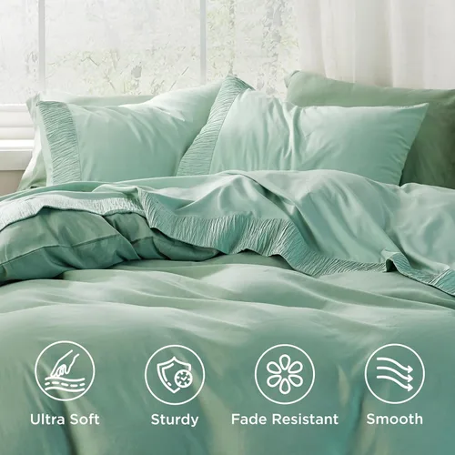 Miniatura 3 de Bedsure Sábanas de tamaño King – Sábanas suaves para cama de tamaño King, 4 piezas de hotel de lujo verde menta, juego de sábanas refrescantes de 11