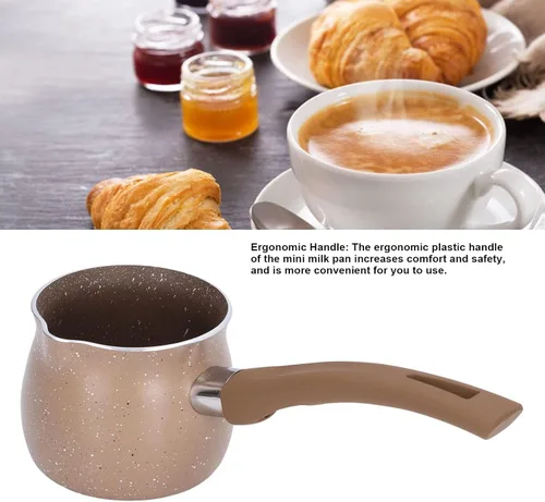 Miniatura 2 de Sartén de leche antiadherente de 3.1 in, olla de café antiquemaduras de una sola manija, sartén antiadherente, mini olla de leche de cerámica (café)
