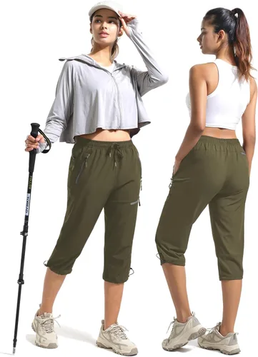 Miniatura 11 de BVVU Pantalones cargo capri de senderismo para mujer, ligeros, de secado rápido, pantalones deportivos impermeables para exteriores, pantalones