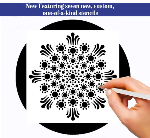 Miniatura 4 de Kit completo de 46 piezas de pintura de mandala para principiantes con pinturas acrílicas, plantillas reutilizables y herramientas de puntos.