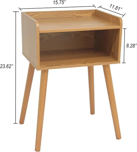 Miniatura 3 de MaxSmeo - Conjunto de 2 mesitas de noche, mesa auxiliar de estilo moderno de mediados de siglo para dormitorio con almacenamiento, pequeño juego