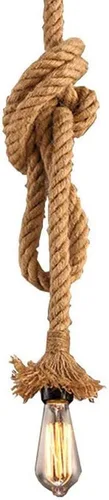 Kit de luz colgante en penacho MQ, cordón de luz colgante vintage de cuerda de cáñamo para enchufe E26 E27, lámpara colgante única para restaurante