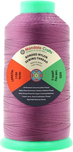 Miniatura 390 de Mandala Crafts - Hilo de nailon para coser cuero, tapicería, mezclilla y para trenzar el pelo; resistente, 1500 yardas, tamaño 69 T70 Marrón