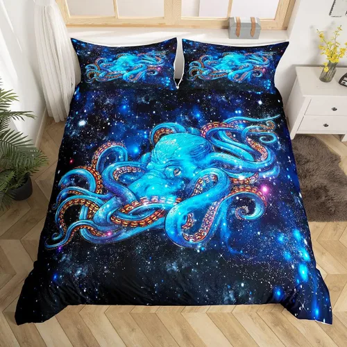 Miniatura 33 de Feelyou Juego de ropa de cama color verde azulado, tamaño individual, funda de edredón turquesa, azul, gris, grunge, degradado, para niños, niñas