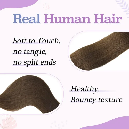 Miniatura 2 de Extensiones de cabello con pinzas, 16 pulgadas, 3.53 oz, 6 unidades, extensiones de cabello humano con clip, color marrón medio, lacio, suave