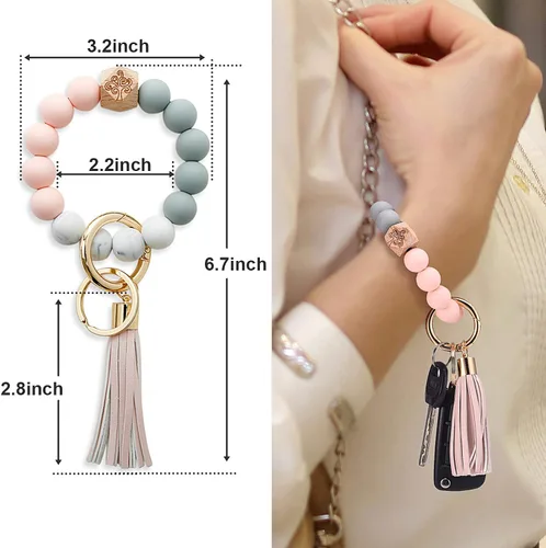 Miniatura 2 de Llavero de pulsera pulsera con cuentas de silicona bonitos llaveros para mujer